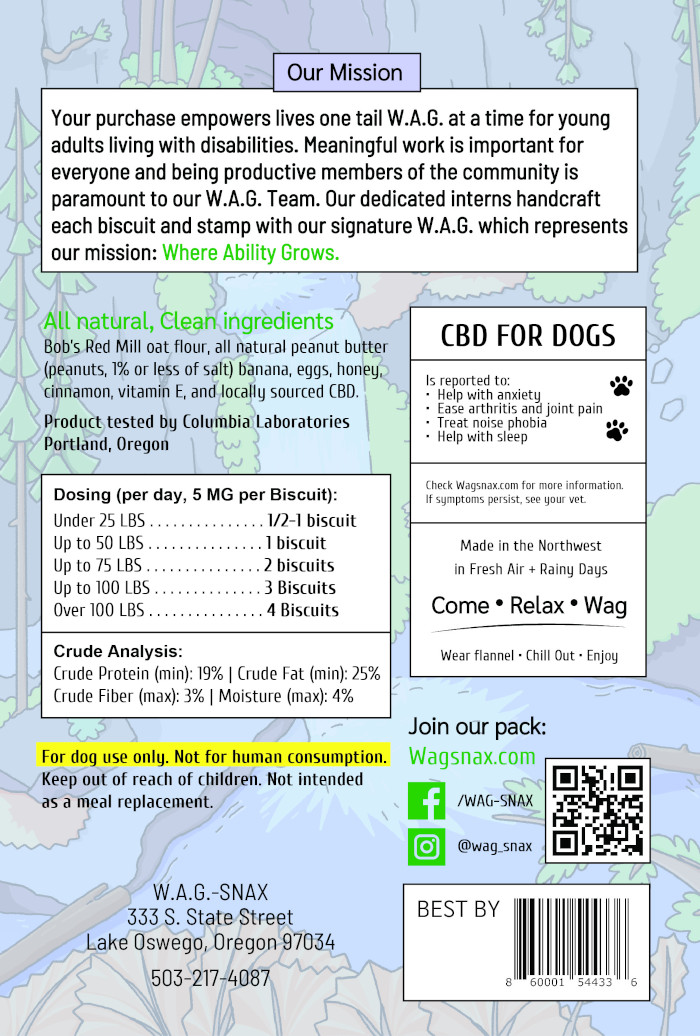 Peanut Butter & Banana CBD Dog treats, back cover